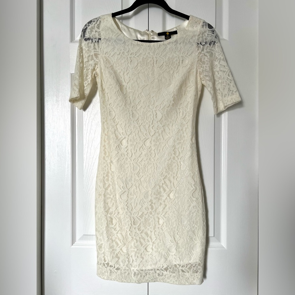 Lace Cream Mini Dress XS
